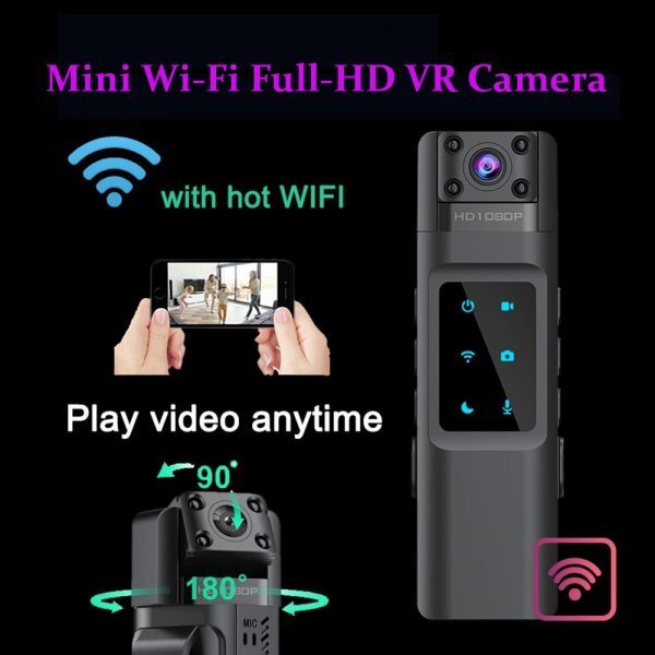「送料無料」ミニポータブル WiFiカメラ,HD1080p500万画素 ,DVR,レンズ180°回転 赤外線暗視,防犯,セキュリティ,スポーツDV、車用DVR vc