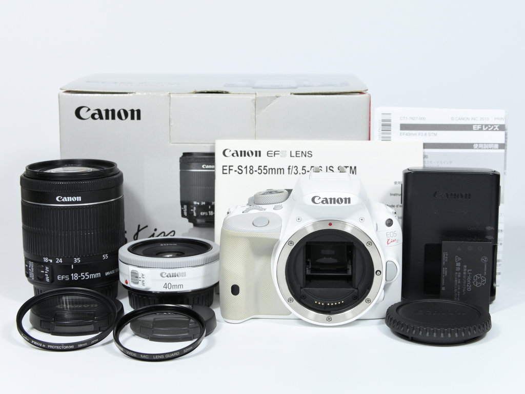 【美品】 キヤノン　Canon EOS Kiss X7 ダブルレンズキット ホワイト #Y26B06909