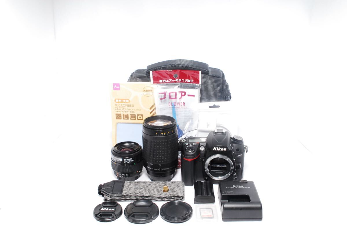 D7000 ダブルズームキット 超望遠レンズセット カメラバッグ付き 動作確認済み