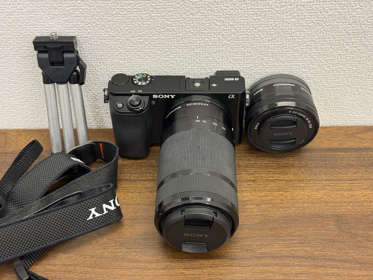 ▼【起動確認済み】 SONY ソニー α6000 ILCE-6000 ミラーレス一眼カメラ ブラック レンズ 三脚 カメラストラップ付き 商品説明欄必読