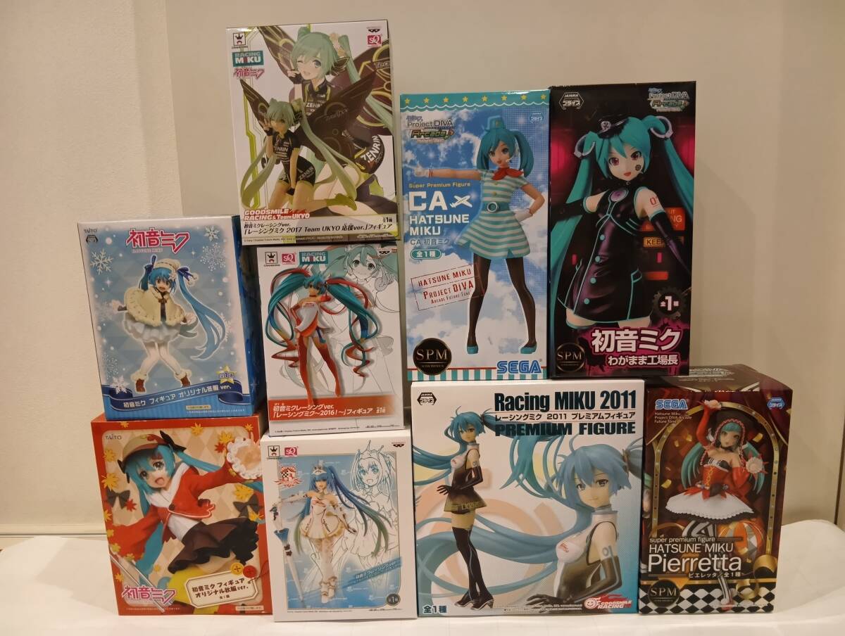 R08100【中古・未開封】　初音ミク　レーシングミク　Arcade　　フィギュア9体セット　タイトー　バンプレスト　セガ