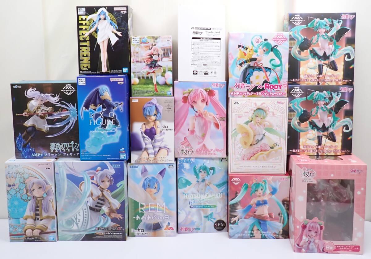 未開封 フィギュアまとめ売り 計17個セット 初音ミク 桜ミク フリーレン レム 転スラ AMP+ タイトー セガ フリュー バンプレスト 他